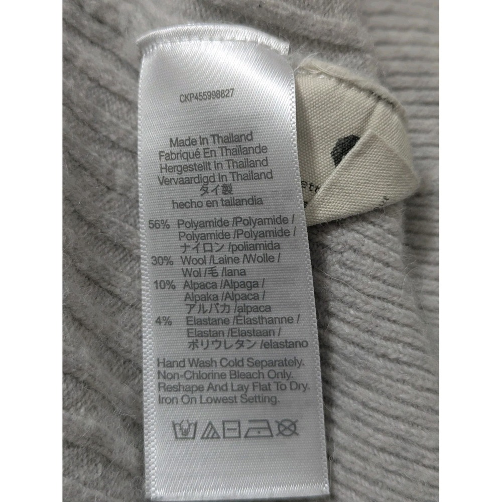 Madewell Sweater Small Gray Ribbed Button Front Cardigan V Neck Crop Alpaca Wool - Picture 3 of 11
